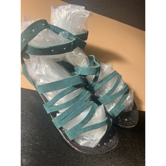 Free People Sunever Suede Gladiator Sandals Womens Size 37 Green  Strappy Buckle - Picture 4 of 7